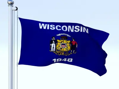 Animated Wisconsin Flag Low-poly 3D model