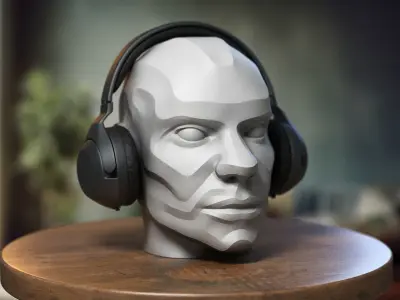Modern head Headphone Stand  Cyborg Headset Stand 3D print model