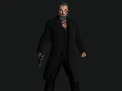 AAA 3D REALISTIC ASIAN JAPANESE MAN CHARACTER - OLD YAKUZA Low-poly 3D model