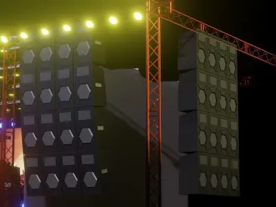 Entertainment Outdoor Event Stage 3D Model with Light 3D model Low-poly 3D model