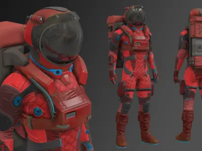 MX02 Male Space Suit Low-poly 3D model