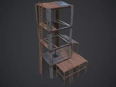 Old Watch Tower Low-poly 3D model
