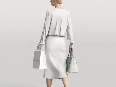Humano Elegant woman walking  with a shopping bag 0304 3D model