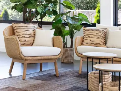 Modern Rattan Lounge Armchair 3D Model  Low-poly 3D model