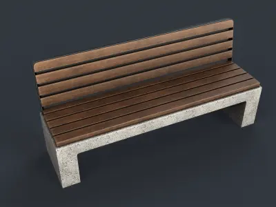 Modern Outdoor Bench 76 PBR Game Ready Low-poly 3D model