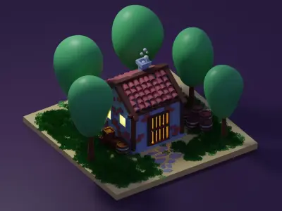 Small house Low-poly 3D model get