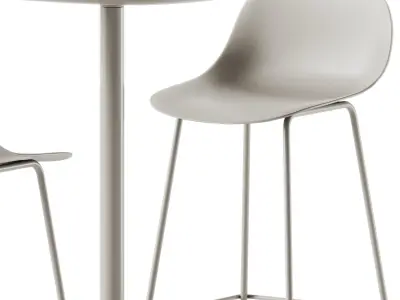 Fiber Bar Stool and Soft Cafe Square Table by Muuto 3D model
