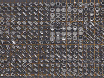 Mega Pack Hard Surface Kitbash 400 DETAILS 3D model