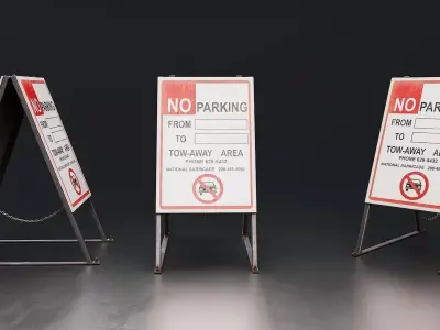 No Parking A-Frame Sign 3D Model Low-poly 3D model