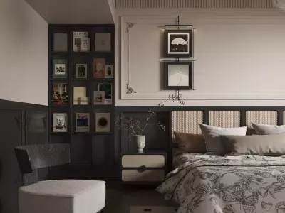 French Style Bedroom Low-poly 3D model