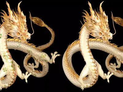 Dragon Loong Chinese Dragon White Dragon King 3D model