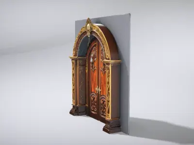 Ornate Magical Portal Door Low-poly 3D model