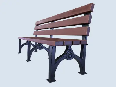 Street bench low poly pbr game ready Low-poly 3D model