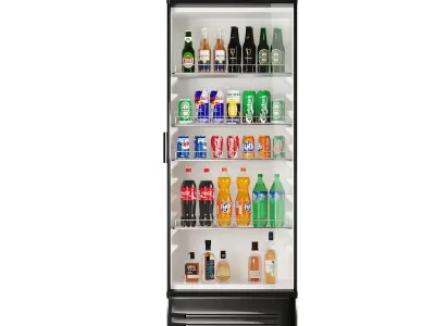 Store Refrigerator Bottles and Cans Low-poly 3D model