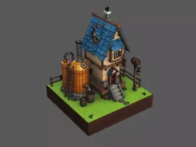 Stylish Tavern Low-poly 3D model