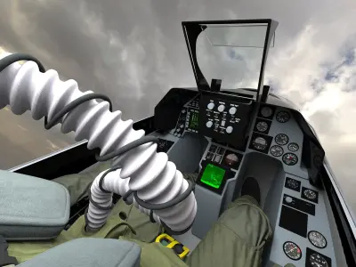  Fighter F-16 with Pilot and Missile Launcher LAU-129 Rigged for Maya 