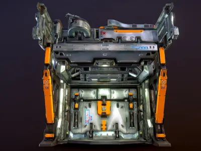 Heavy Industry Sci-Fi Blast Door Low-poly 3D model