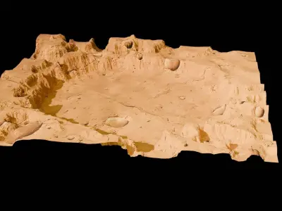 Landscape crater Mars  Low-poly 3D model