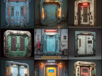 Sci-Fi Doors Set 3D model