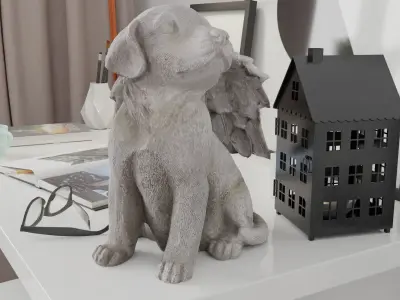 Dog Angel Photorealistic  PBR Low-poly 3D model