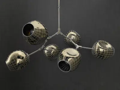 Branching bubble 6 lamps 2 Clear Gold 3D model