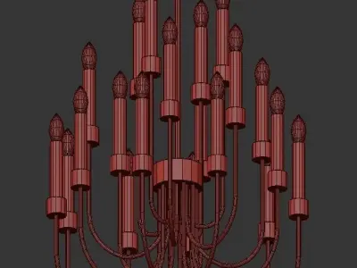 TERENS edison light chandelier in polished nickel 3D model