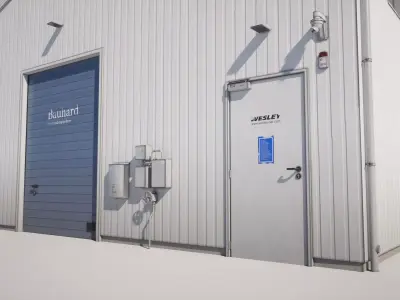 Industrial Warehouse Building Low-poly 3D model