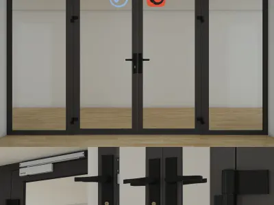 Double Glass Doors 3D model