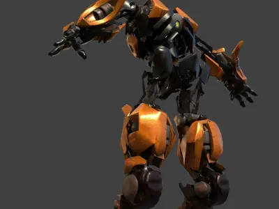 RoboTran orange and robot Low-poly 3D model