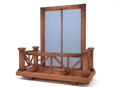 wooden window Low-poly 3D model shop
