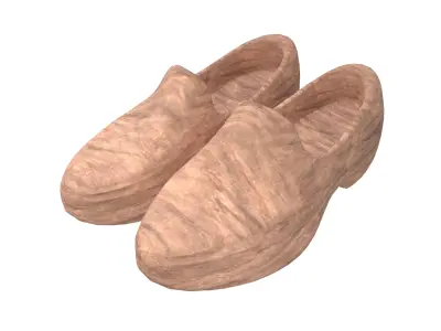 Wood Shoe v1 003 Low-poly 3D model