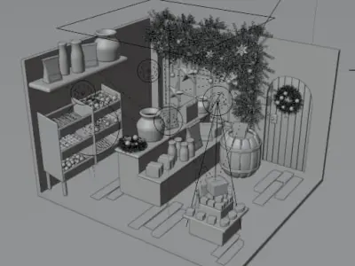 Christmas gift shop Low-poly 3D model