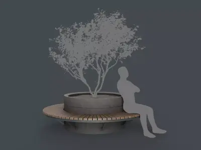 Modern Outdoor Bench 108 PBR Game Ready Low-poly 3D model