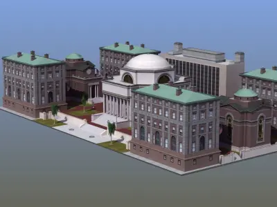 University Campus Low-poly 3D model