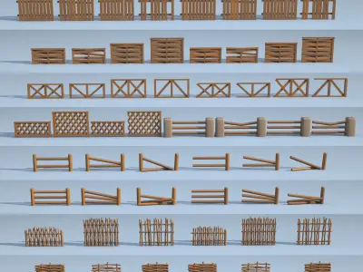 Fences - Toon Low-poly 3D model