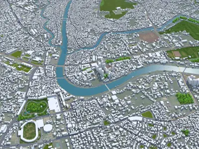 Srinagar Jammu and Kashmir India 30km AI Low-poly 3D model
