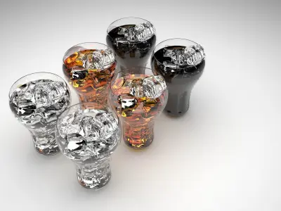 Glasses With Carbonated Drink 3D model