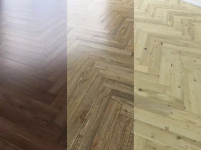Herringbone parquet 3 types Low-poly 3D model