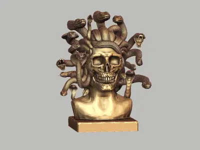 Medusa Skull snake bust Cyborg Medusa Skull snake  3D print model