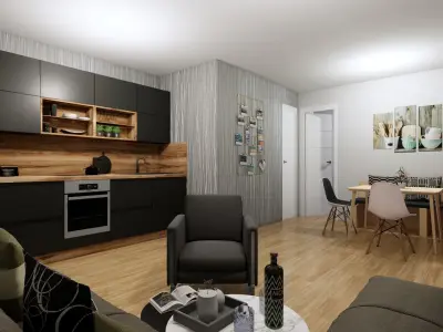 modern mobile home tiny house vacation house on 48m2  Low-poly 3D model