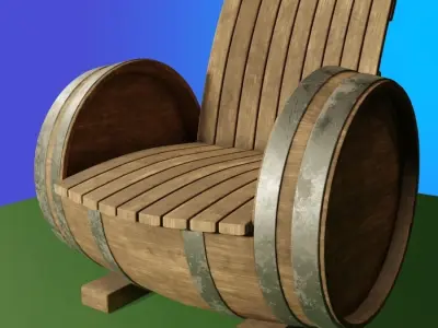 Barrel Chair and Table 3D model