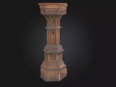 Gothic Wooden Pedestal  Ornate Relic of Dark Elegance 3D model