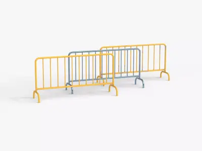Metal Crowd Barrier Low-poly 3D model
