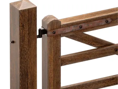 Horse paddock Wooden fence with a gate 3D model