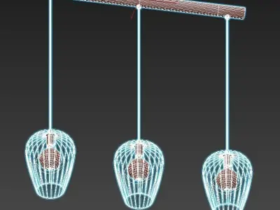 newtown three lights hanging from metal cage 3D model
