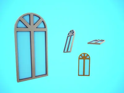 WINDOW 01 WOOD CARTOON STYLIZED  Low-poly 3D model