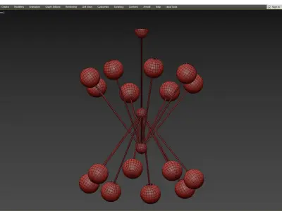 SCARLETT chandelier with balls hanging from brass rods Low-poly 3D model