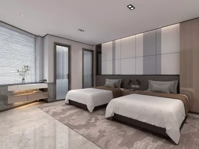 Hotel Modern Rooms 3D model