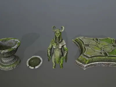 angel fountain Low-poly 3D model