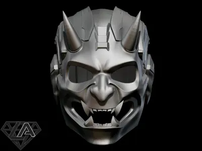 Sci-fi cyberdemon helmet V2 3D print model